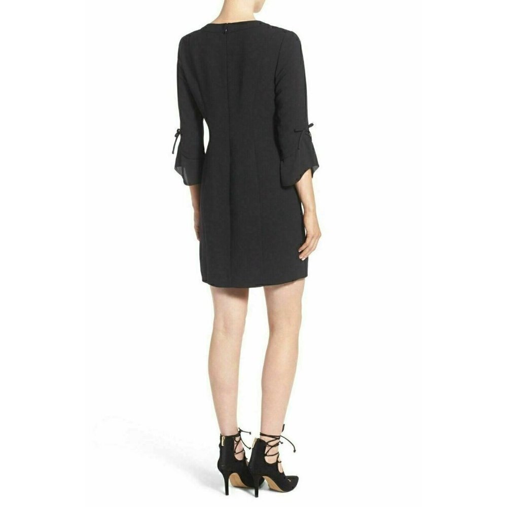 Chelsea28 Womens Black Ruffle Sleeve Bateau neck Shift Dress Size XS - Picture 8 of 16